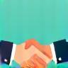 Illustration representing a handshake symbolizing collaboration and strong business partnerships.